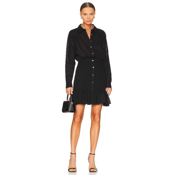 Veronica Beard Dresses & Skirts - Veronica Beard Newport Dress Size 14 Black Cotton Smocked Minimalist Stretch LBD